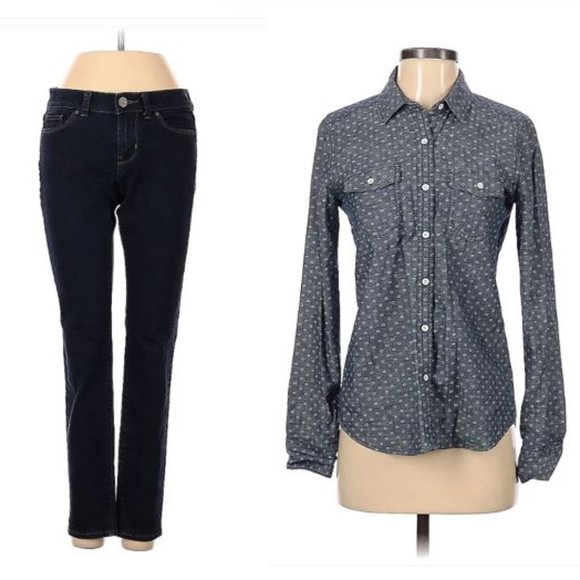 BUNDLE!!! HALOGEN outfit! Jeans & chambray shirt - size: 25 waist/XS - Picture 2 of 13